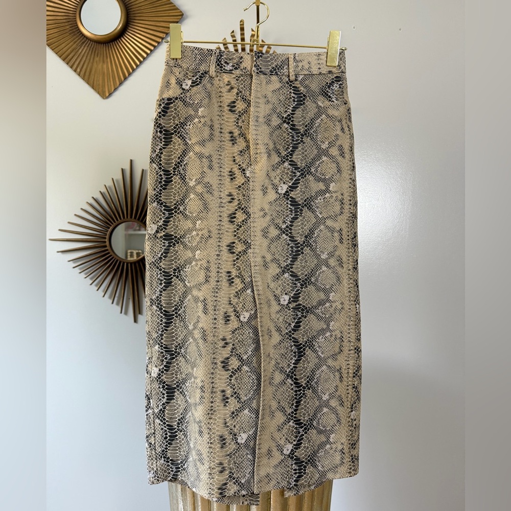 Zara - Black and Cream Snakeskin Faux Leather Skirt
